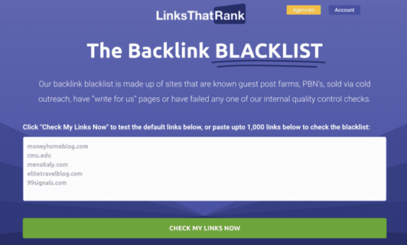 backlink blacklist